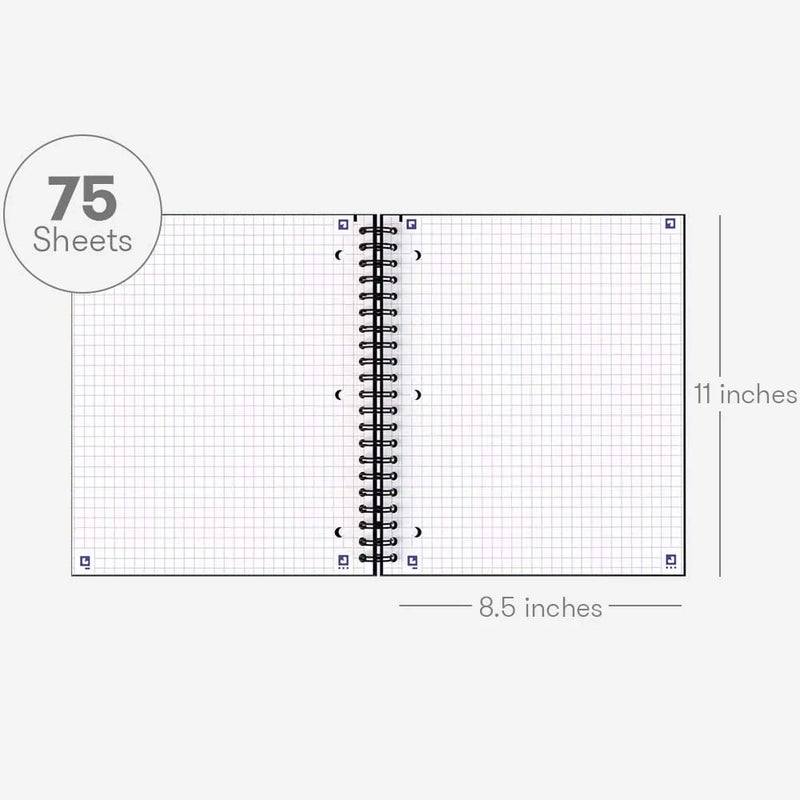Hamelin 1 Subject, Graph Paper, Hard Cover Spiral Bound Grid Notebook, 4 Square Per Inch 150 Pages MIDNIGHT Black 8.5"x11" - Image 3